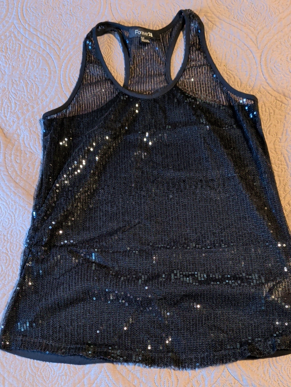 Black Sequin 2000s Tank Top
